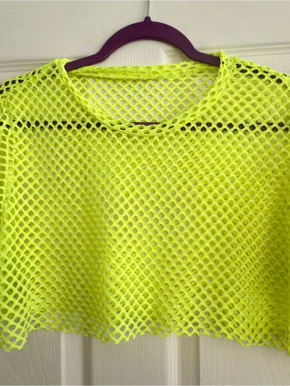 Neon Yellow Fishnet Crop Top